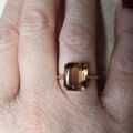 Smoky Quartz Solitaire Ring in 9ct Gold,  a UK N 1/2or a US 7.