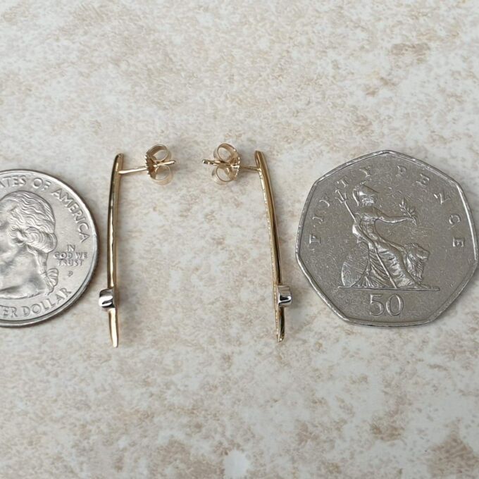 Bar Drop Diamond Earrings in 9ct Gold