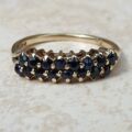 Two Row Blue Sapphire Ring in 9ct Gold, a UK K or a US 5 1/2.