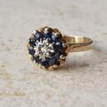 Sapphire and Diamond Cluster Ring in 9ct Gold, a UK J 1/2 or a US 5 1/4
