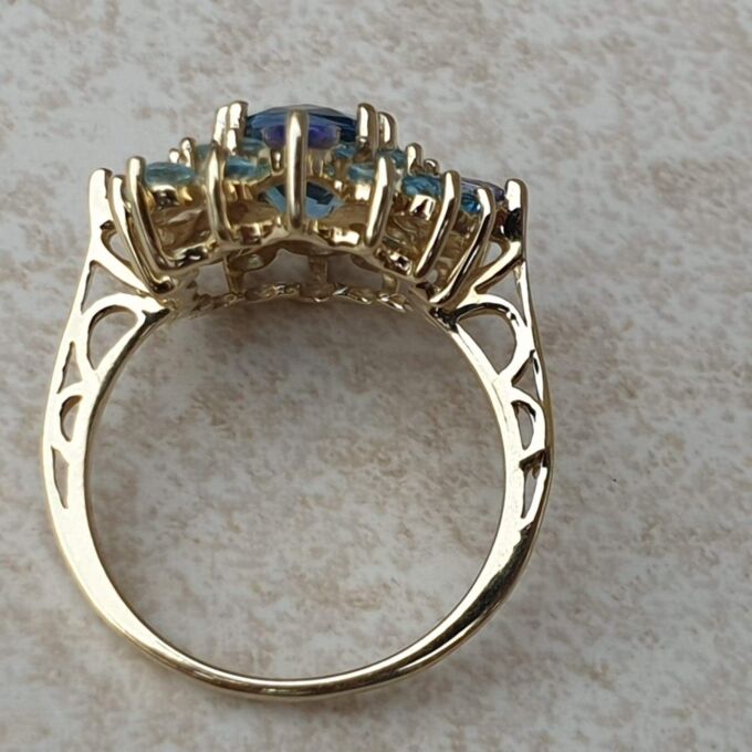 Reserved – Multistone Dress Ring in 9ct Gold,  a UK M 1/2 or a US 6 3/4.