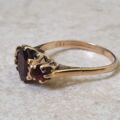 Garnet Trilogy Ring in 9ct Gold.