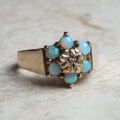 Opal and Diamond Cluster Ring in 9ct Yellow Gold, a UK M or a US 6 1/4.