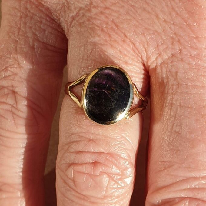 Blue John Doublet Ring in 9ct Gold,  a UK M 1/2 or a US 6 3/4.
