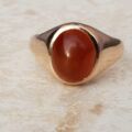 Cabochon Carnelian Signet Ring in 9ct Gold, a UK L 1/2 or a US 6 1/2.