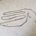 Long Length Italian Silver Bar and Link Chain Necklace, 33 inches.