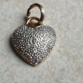 Reversible Pave Set Heart Pendant or Charm in 9ct Gold.