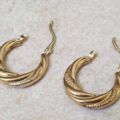 Patterned Hoop Creole Earrings in 9ct Gold