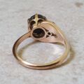 Black Synthetic Sapphire Ring with Ruby in 9ct Gold.