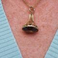 Huge England, Scotland, Wales Emblem Fob Pendant with Smoky Quartz in 9ct Gold