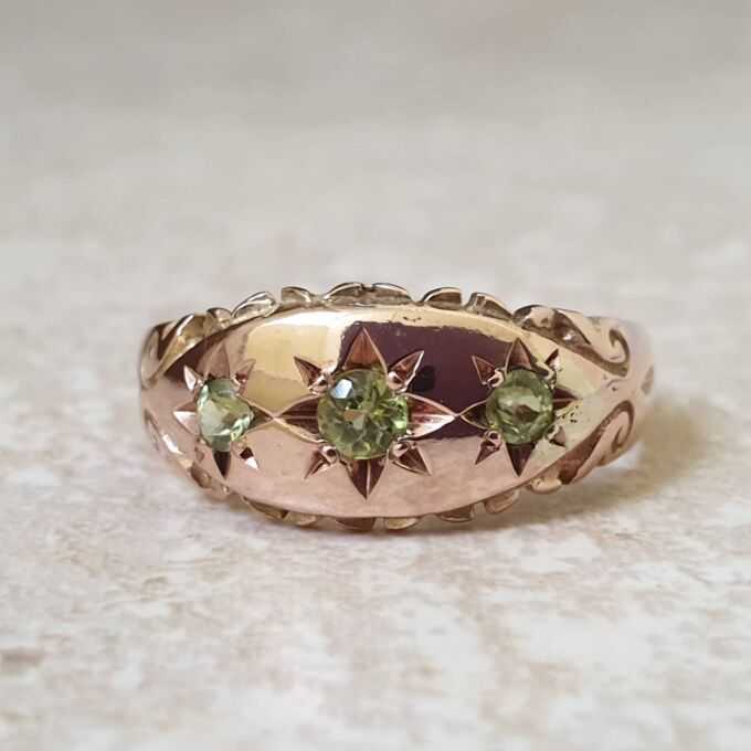 Peridot Gypsy Ring in 9ct Rose Gold,  a UK L 1/2 or a US 6.
