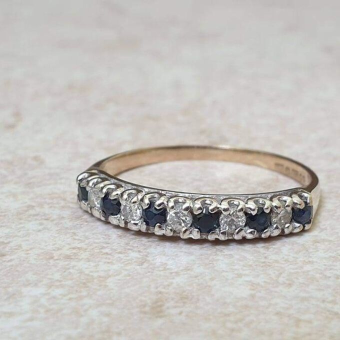 Spinel and Diamond Half Eternity Stacking Ring in 9ct Gold, a UK L or a US 6