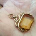Antique Edwardian Citrine Spinning Fob in 9ct Gold