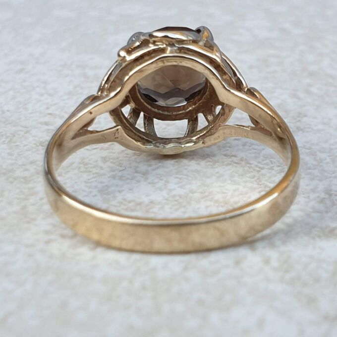 Smoky Quartz Solitaire Ring in 9ct Gold.