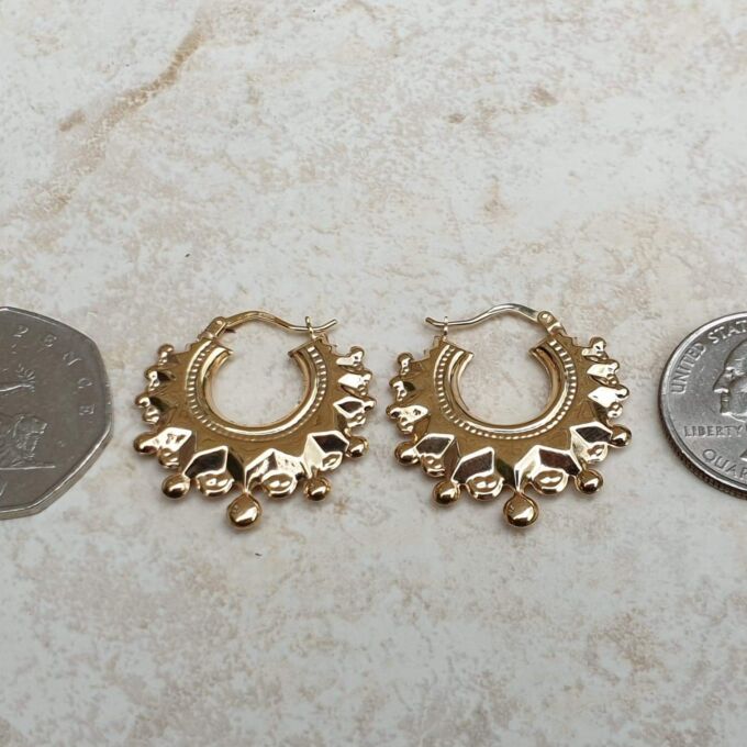 Gypsy Style Creole Earrings in 9ct Gold.