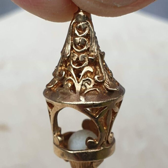 Ornate Lantern Fob Pendant in 9ct Gold