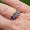Three Stone Violet Spinel Ring in 9ct Gold