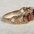 Sale – Three Stone Ornate Garnet 9ct Gold Ring, a UK M or a US 6 1/2.