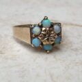 Opal and Diamond Cluster Ring in 9ct Yellow Gold, a UK M or a US 6 1/4.