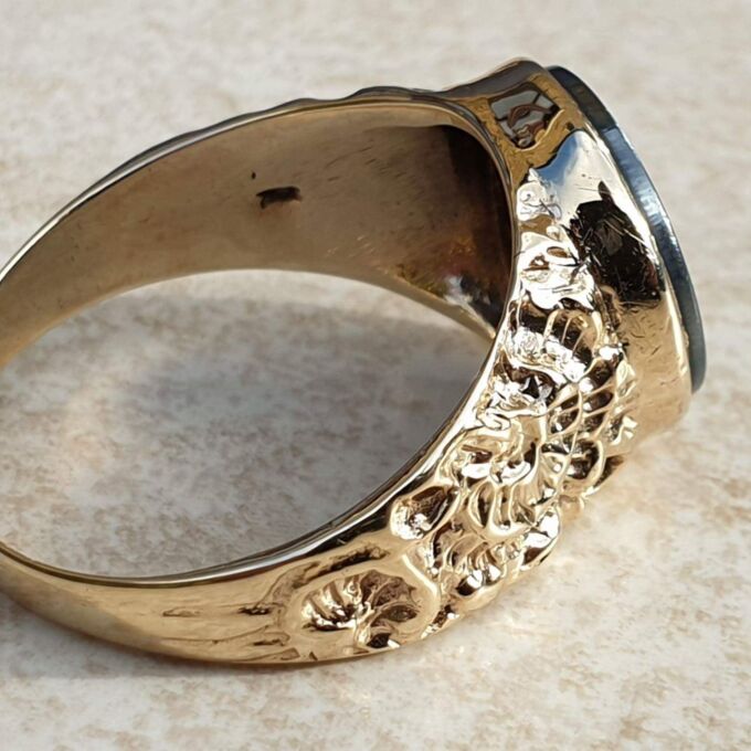 Hematite Intaglio Centurion Signet Ring in 9ct Gold.