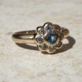 Topaz and Paste Daisy Cluster Ring in 9ct Gold,  a UK N or a US 7.
