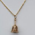 Ornate Heart Patterned Ringing Bell Pendant in 9ct Gold.