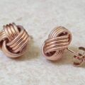 Knot Design Stud Earrings in 9ct Rose Gold