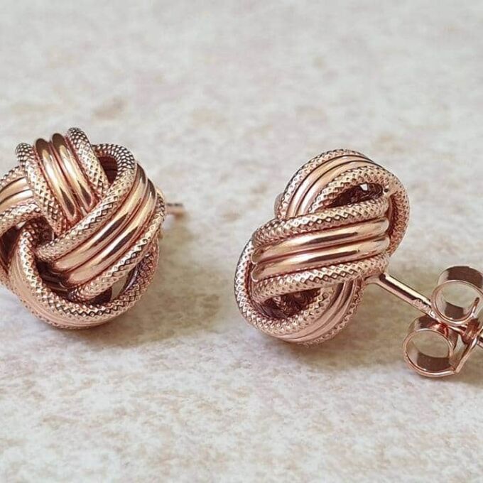 Knot Design Stud Earrings in 9ct Rose Gold