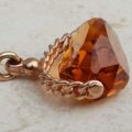 Large Orange Paste Spinner Fob in 9ct Rose Gold