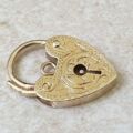 Zig Zag Engraved Heart Padlock in 9ct Gold