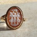 Cameo of The Three Graces, Ring is 9ct Gold, a UK P or a US 8.