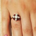 Opal and Garnet Cluster Ring in 9ct Yellow Gold, a UK J or a US 5.