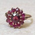 Rhodolite Garnet Cluster Ring in 9ct Gold.