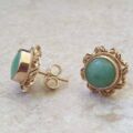Reserved – Green Jadeite Stud Earrings in 9ct Gold