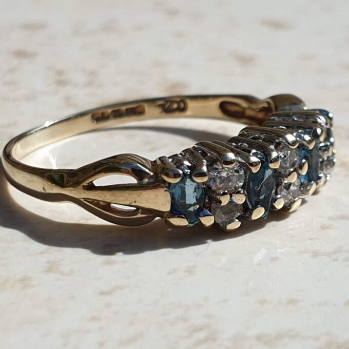 Marquise Cut Topaz and Paste Ring in 9ct Gold, a UK L or a US 6.