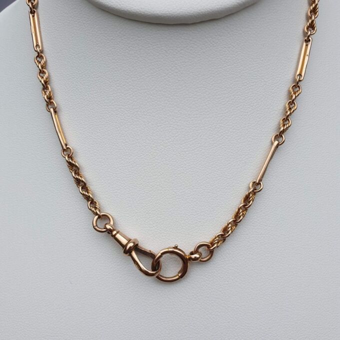 Fancy Link Chain with Dog Clip in 9ct Rose Gold