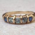 Synthetic Alexandrite and Sapphire Ring in 9ct Gold, a UK M 1/2 or a US 6 3/4
