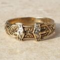 Double Buckle Diamond Set Ring in 9ct Gold,  a UK R 1/2 or a US 9 1/4.