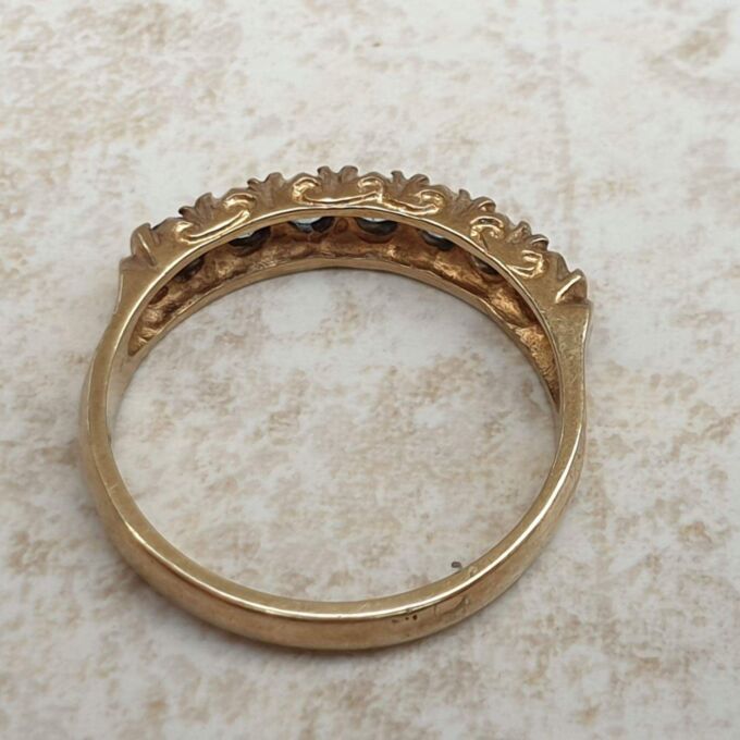 Blue Paste Half Eternity Stacking Band in 9ct Gold,  a UK M 1/2 or a US 6 3/4.
