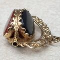 Carnelian, Bloodstone and Onyx Spinner Fob Pendant in 9ct Gold.