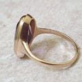 Elongated Oval Amethyst Solitaire Ring in 9ct gold.