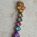 Reserved – Multi Stone Rainbow Drop Pendant in 9ct Gold