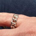 Antique Silver Curb Chain Link Ring, a UK N 1/2 or a US 7 1/4