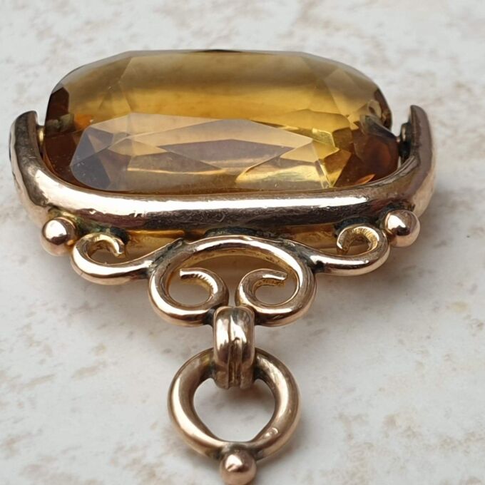 Antique Edwardian Citrine Spinning Fob in 9ct Gold - Gems Afire ...