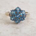 Topaz Flower Cluster Ring in 9ct Gold,  a UK O 1/2 or a US 7 3/4.