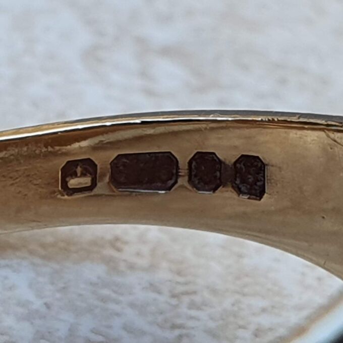 Heavy Oval Diamond Set Signet in 9ct Gold.