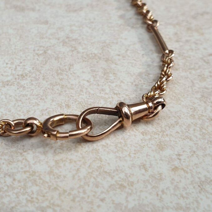 Fancy Link Chain with Dog Clip in 9ct Rose Gold