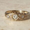Gypsy Ring with CZ Stones in 9ct Gold,  a UK O 1/2 or a US 7 1/2.