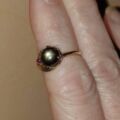Black Synthetic Sapphire Ring with Ruby in 9ct Gold.