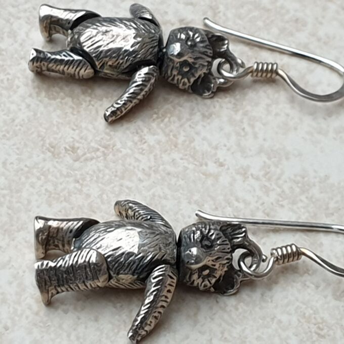 Sterling Silver Teddy Bear Earrings